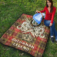 Buchanan Old Set Weathered Tartan Crest Legend Gold Royal Premium Quilt