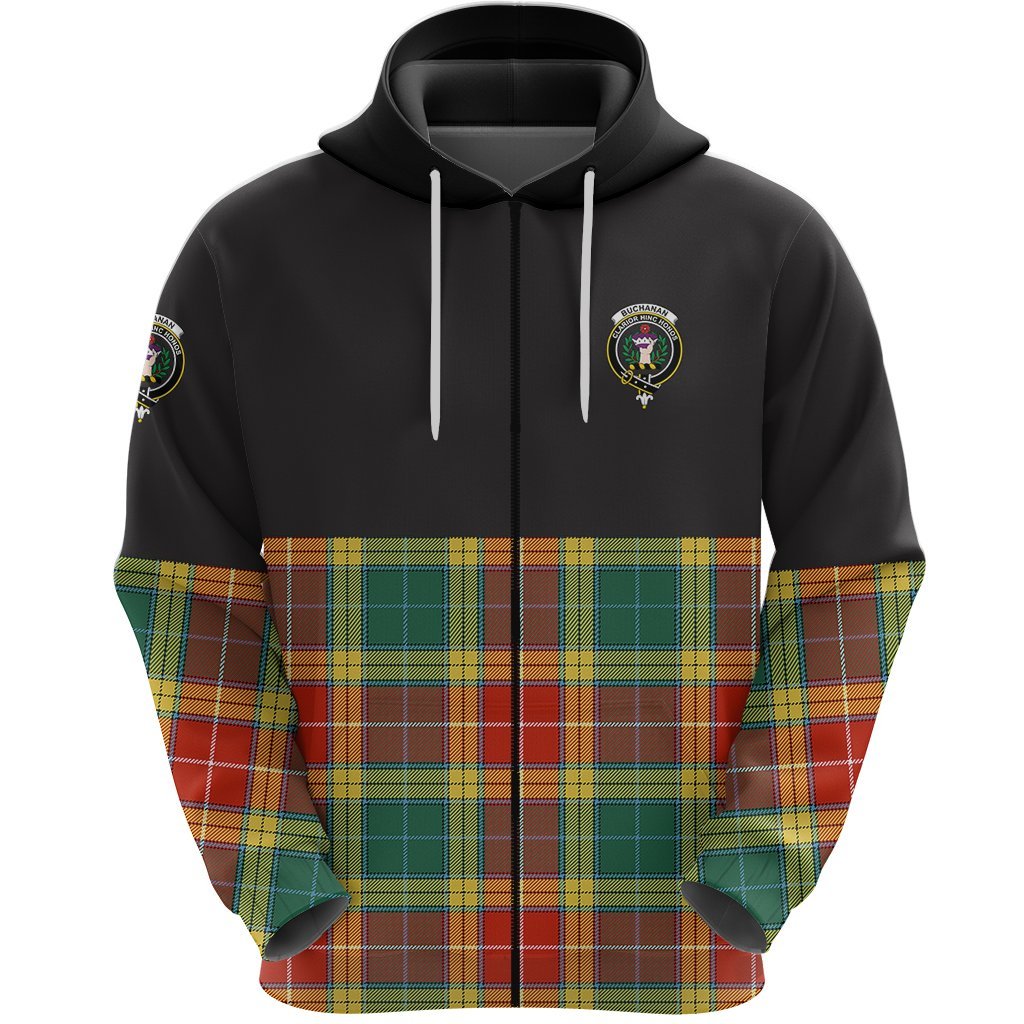 Buchanan Old Sett Clan Half Of Tartan Zipper Hoodie