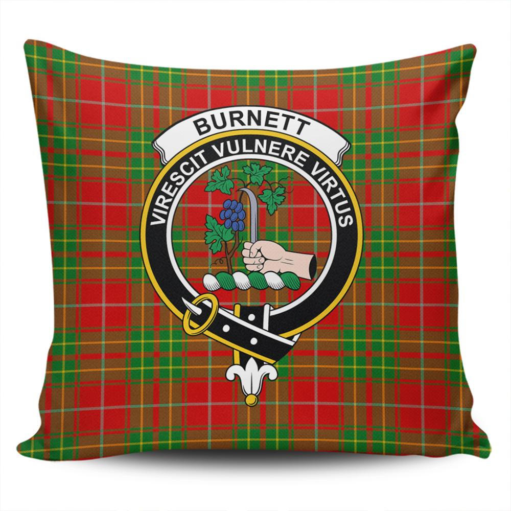 Scottish Burnett Ancient Tartan Crest Pillow Cover - Tartan Cushion Cover