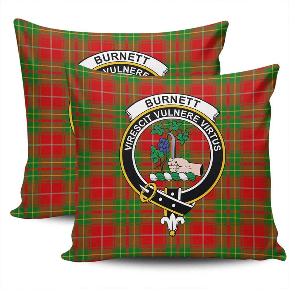 Scottish Burnett Ancient Tartan Crest Pillow Cover - Tartan Cushion Cover