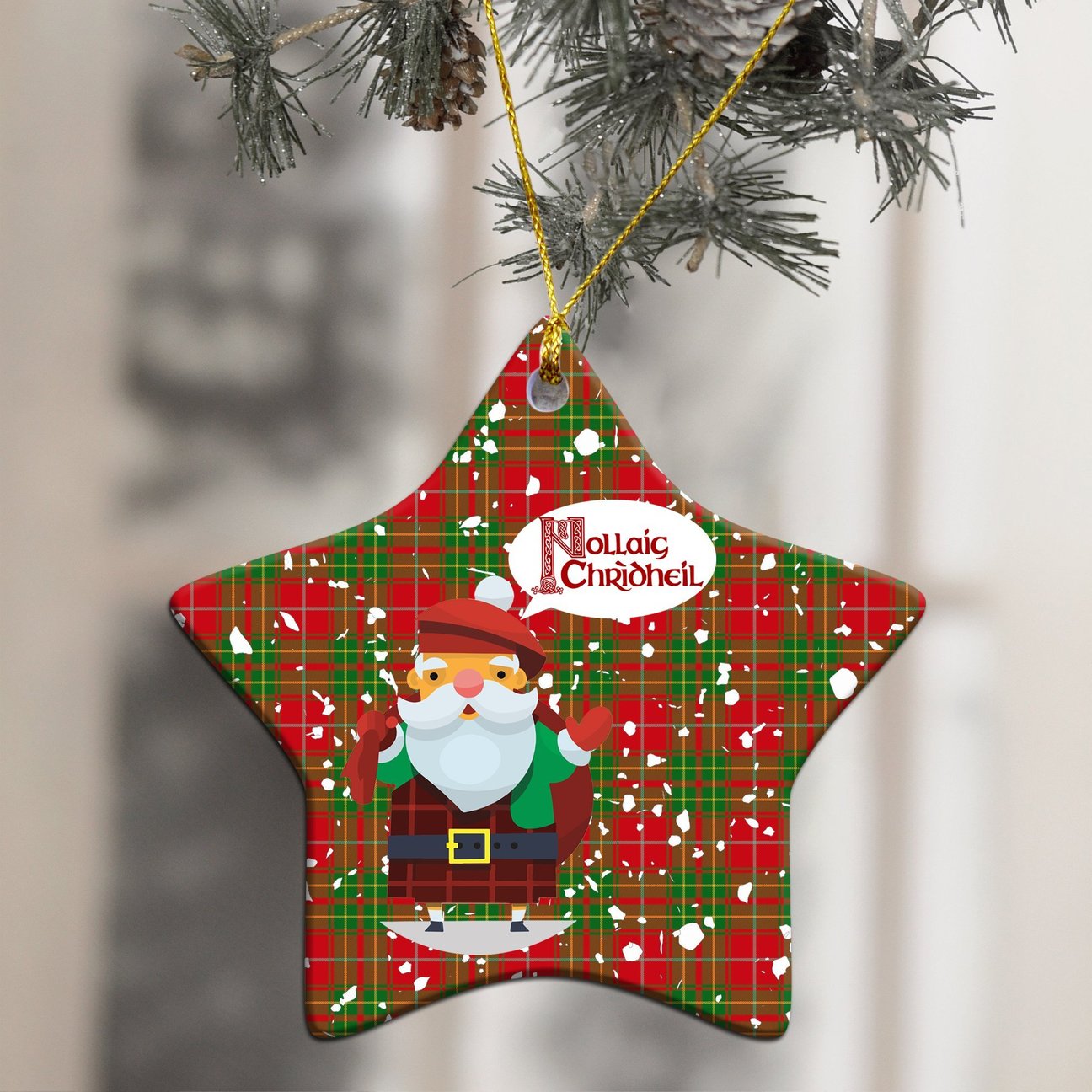 Burnett Ancient Tartan Christmas Ceramic Ornament - Santa Style