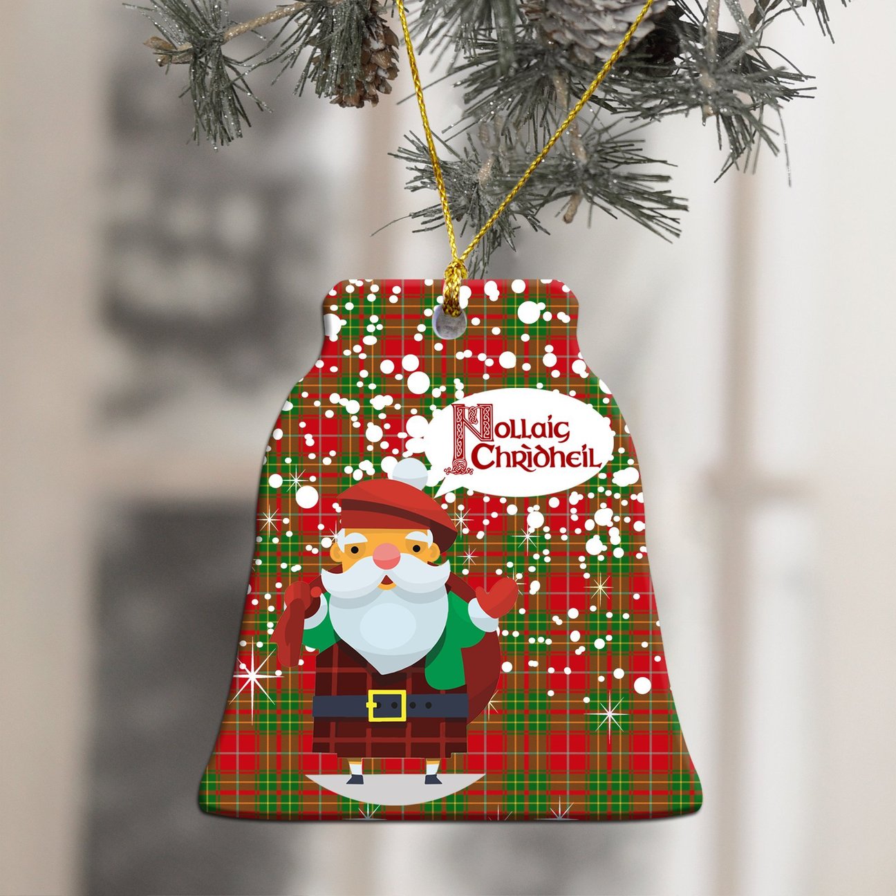 Burnett Ancient Tartan Christmas Ceramic Ornament - Santa Style