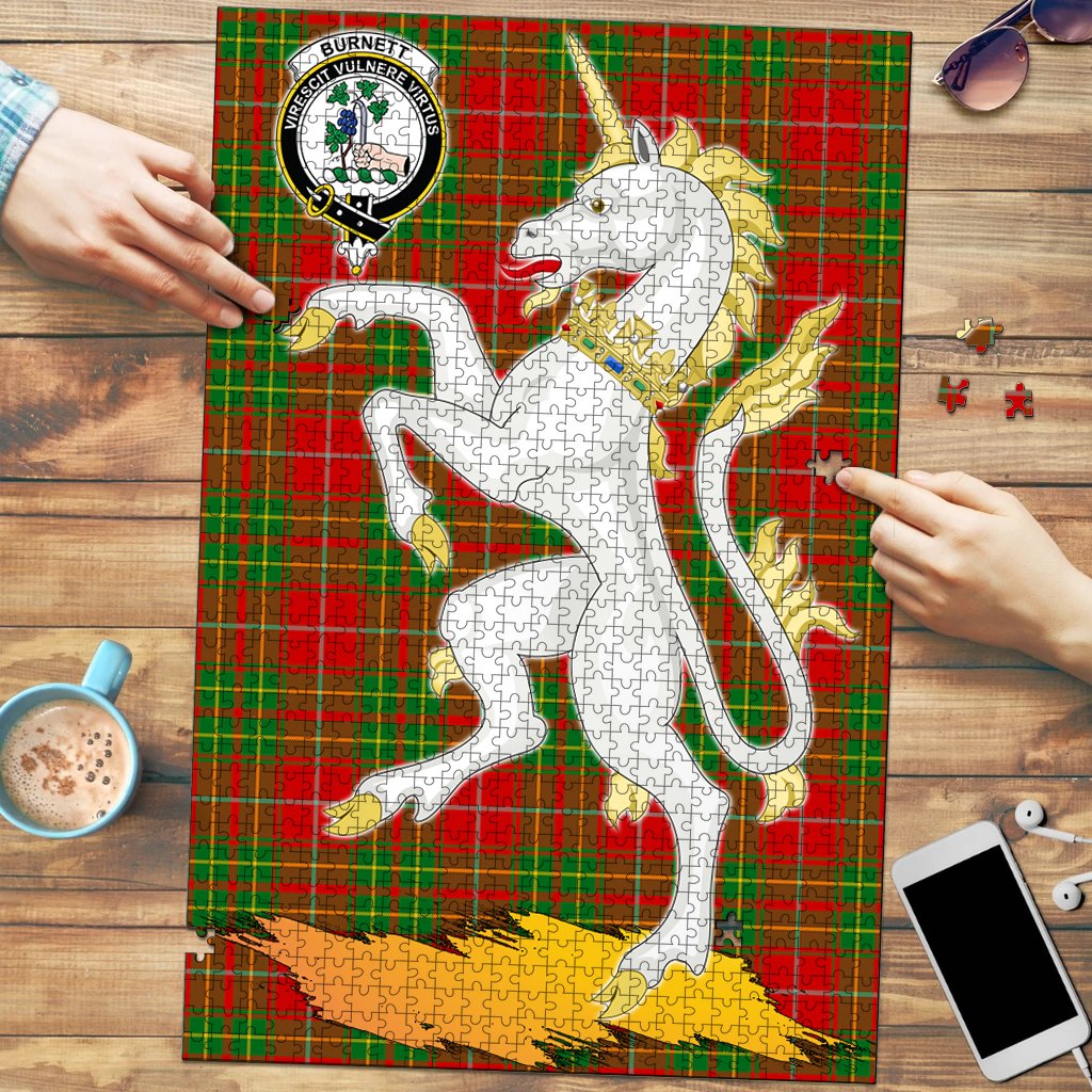 Burnett Ancient Tartan Crest Unicorn Scotland Jigsaw Puzzles