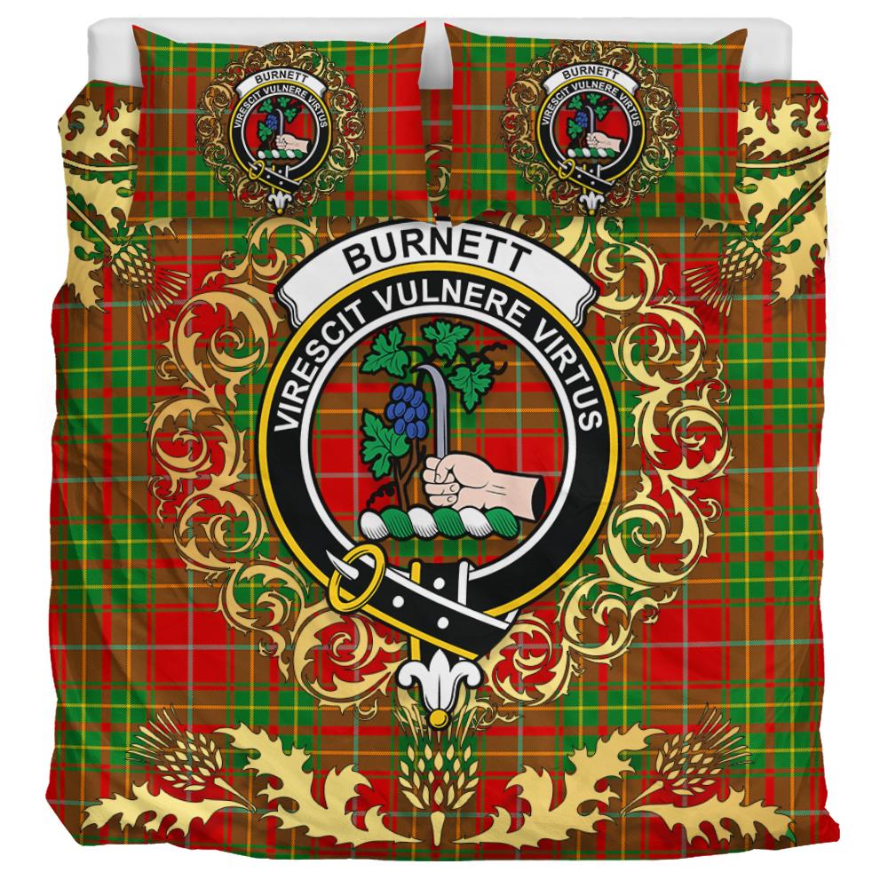 Burnett Ancient Tartan Crest Bedding Set - Golden Thistle Style