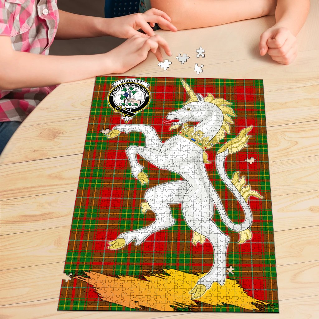 Burnett Ancient Tartan Crest Unicorn Scotland Jigsaw Puzzles
