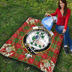 Burnett Ancient Tartan Crest Premium Quilt - Gold Thistle Style