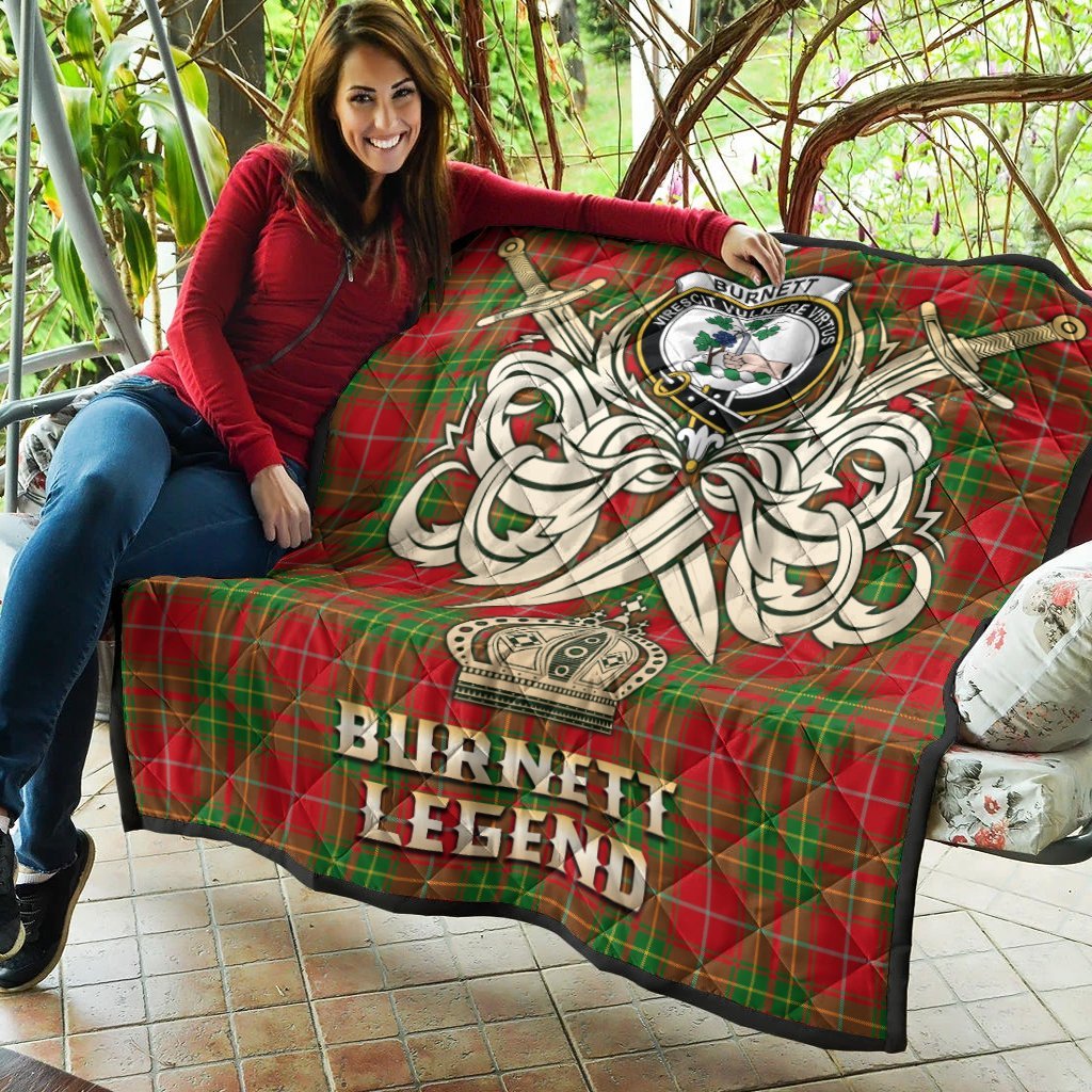 Burnett Ancient Tartan Crest Legend Gold Royal Premium Quilt