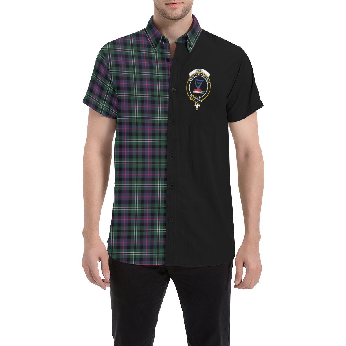 Rose Hunting Modern Tartan Crest Men Shirt