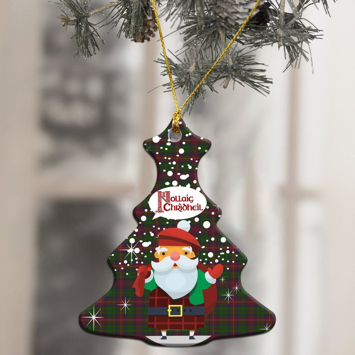 Cairns Tartan Christmas Ceramic Ornament - Santa Style