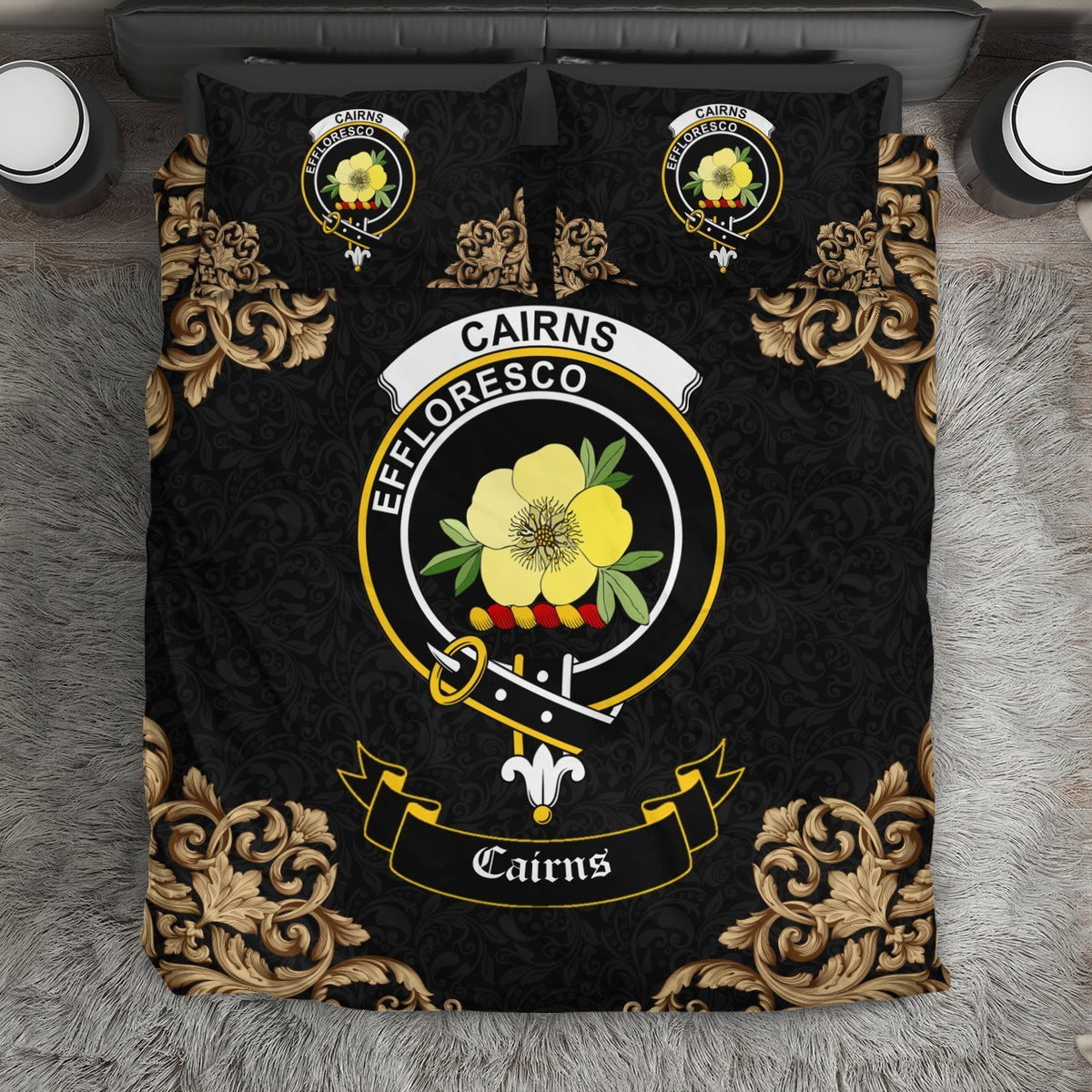 Cairns Crest Black Bedding Set