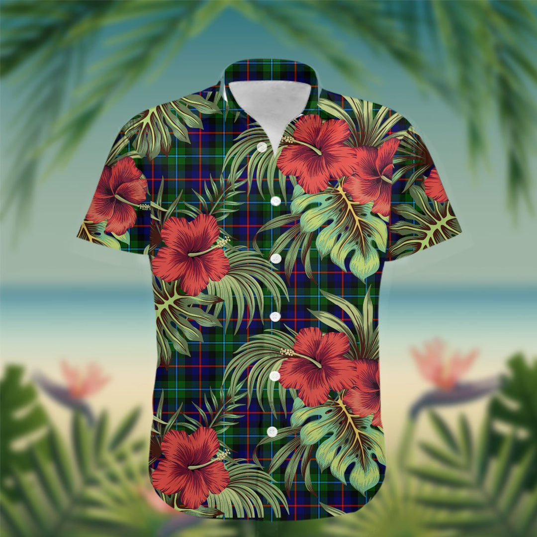 Calder Tartan Hawaiian Shirt Hibiscus, Coconut, Parrot, Pineapple - Tropical Garden Shirt