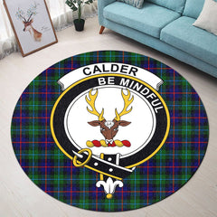 Calder Modern Tartan Crest Round Rug