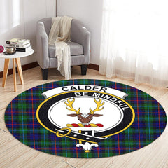 Calder Modern Tartan Crest Round Rug