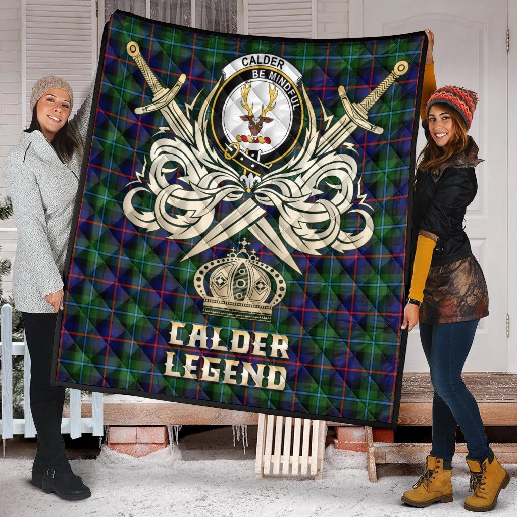 Calder Modern Tartan Crest Legend Gold Royal Premium Quilt