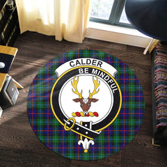 Calder Modern Tartan Crest Round Rug