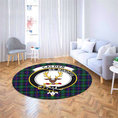 Calder Modern Tartan Crest Round Rug