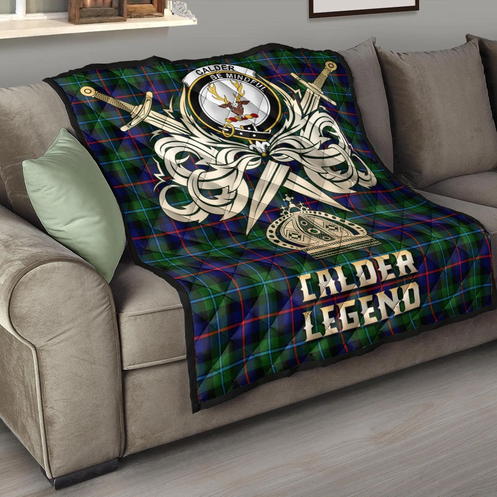 Calder Modern Tartan Crest Legend Gold Royal Premium Quilt
