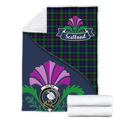 Calder (Calder-Campbell) Tartan Crest Premium Blanket - Thistle Style