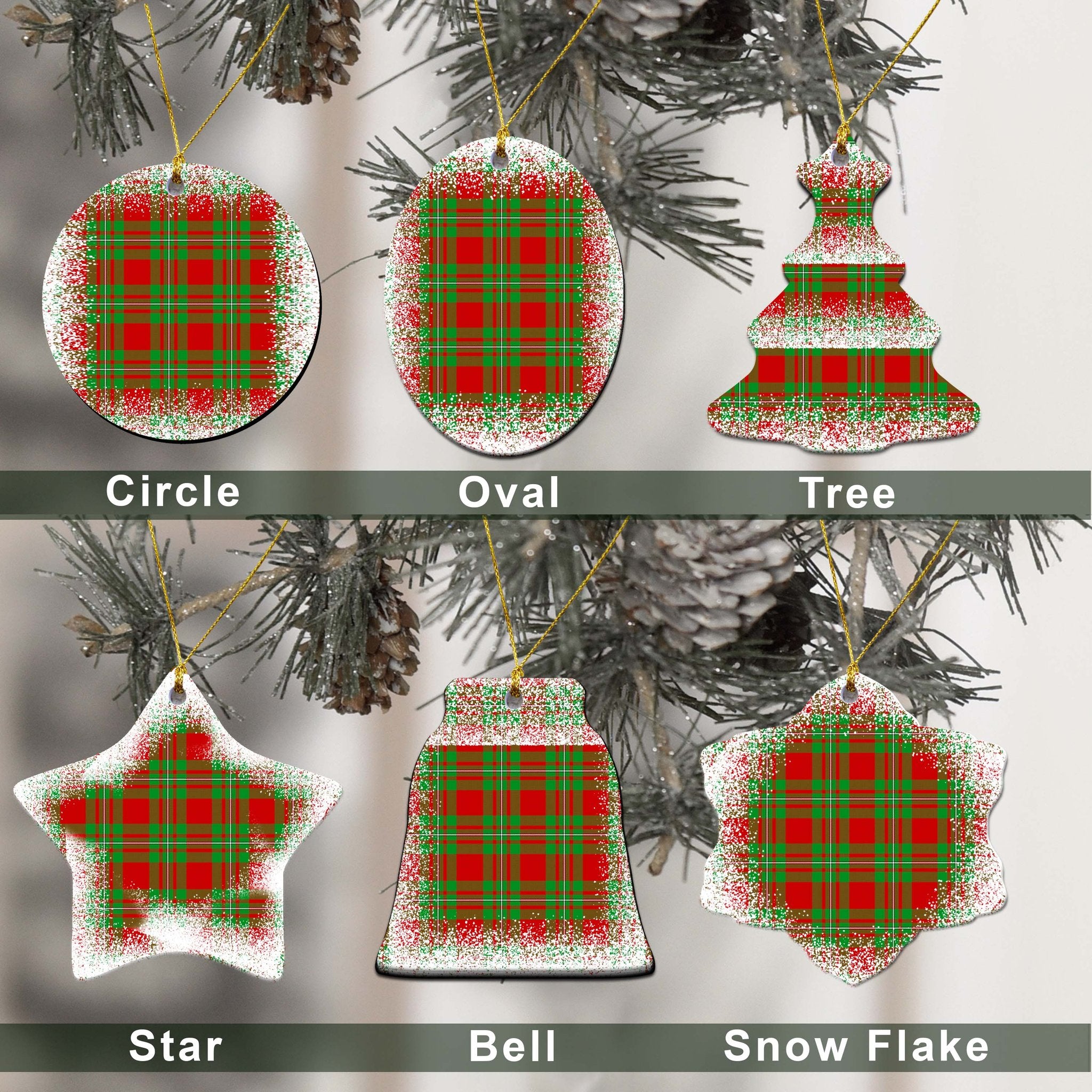 Callander Tartan Christmas Ceramic Ornament - Snow Style