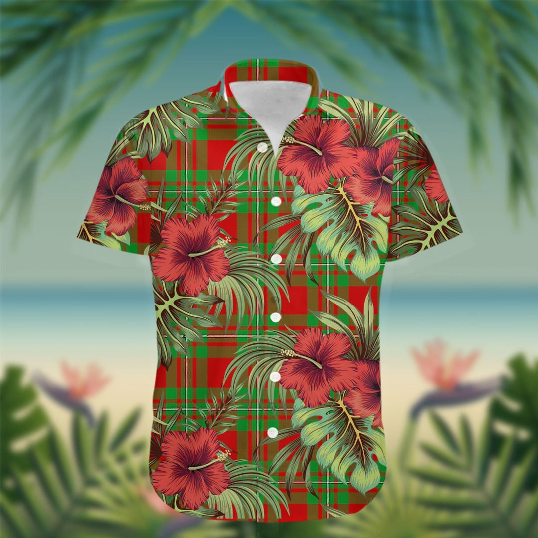 Callander Tartan Hawaiian Shirt Hibiscus, Coconut, Parrot, Pineapple - Tropical Garden Shirt