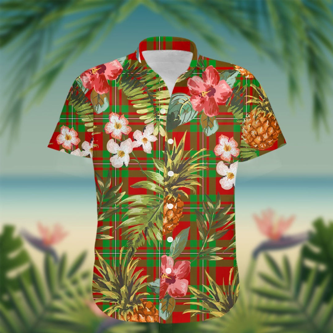 Callander Tartan Hawaiian Shirt Hibiscus, Coconut, Parrot, Pineapple - Tropical Garden Shirt