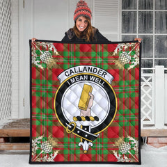 Callander Modern Tartan Crest Premium Quilt - Gold Thistle Style