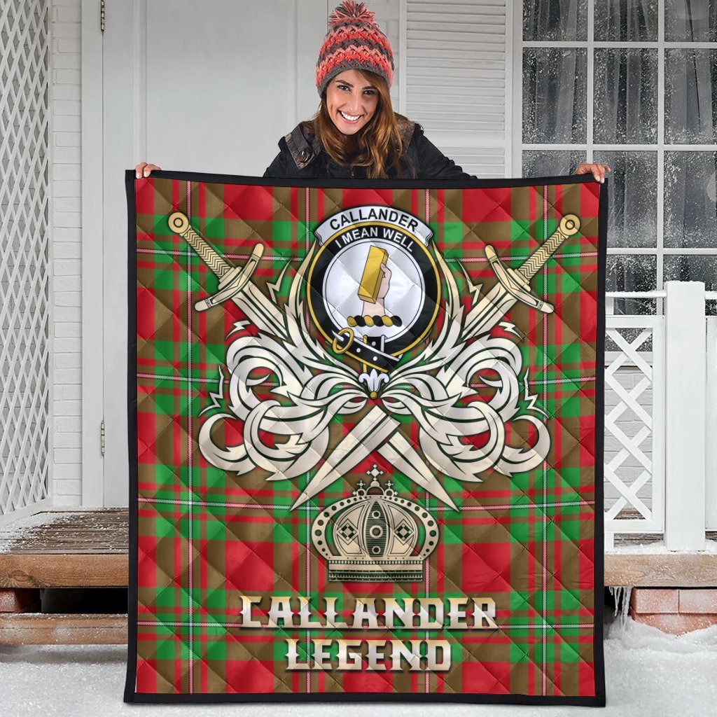 Callander Modern Tartan Crest Legend Gold Royal Premium Quilt