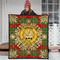 Callander Modern Tartan Crest Premium Quilt - Gold Thistle Style