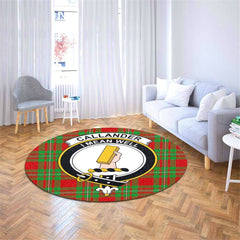 Callander Modern Tartan Crest Round Rug