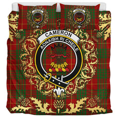 Cameron Tartan Crest Bedding Set - Golden Thistle Style