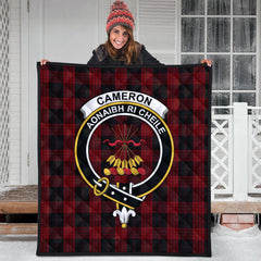 Cameron Black and Red Tartan Crest Quilt