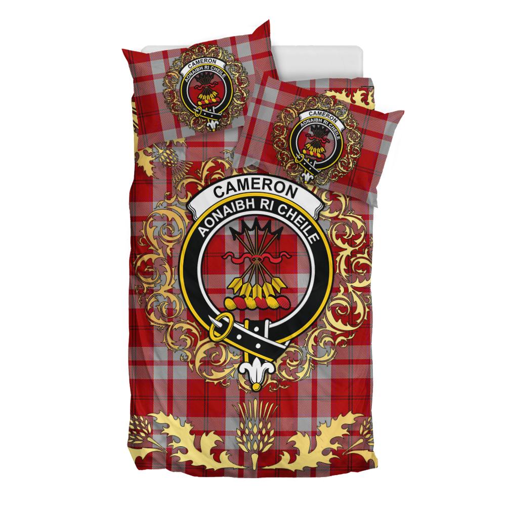 Cameron Hose Tartan Crest Bedding Set - Golden Thistle Style