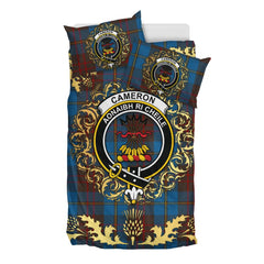 Cameron Hunting Tartan Crest Bedding Set - Golden Thistle Style