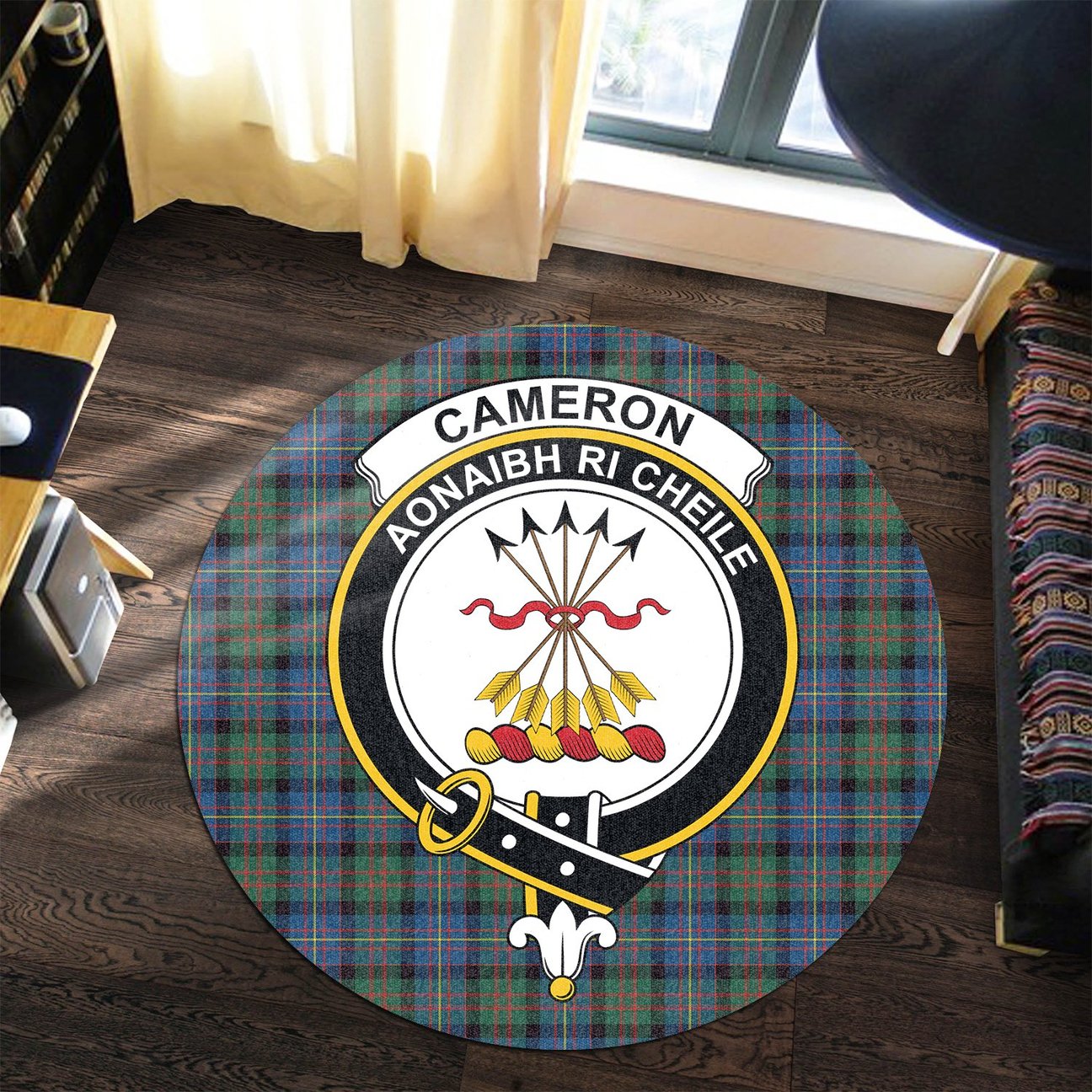 Cameron of Erracht Ancient Tartan Crest Round Rug
