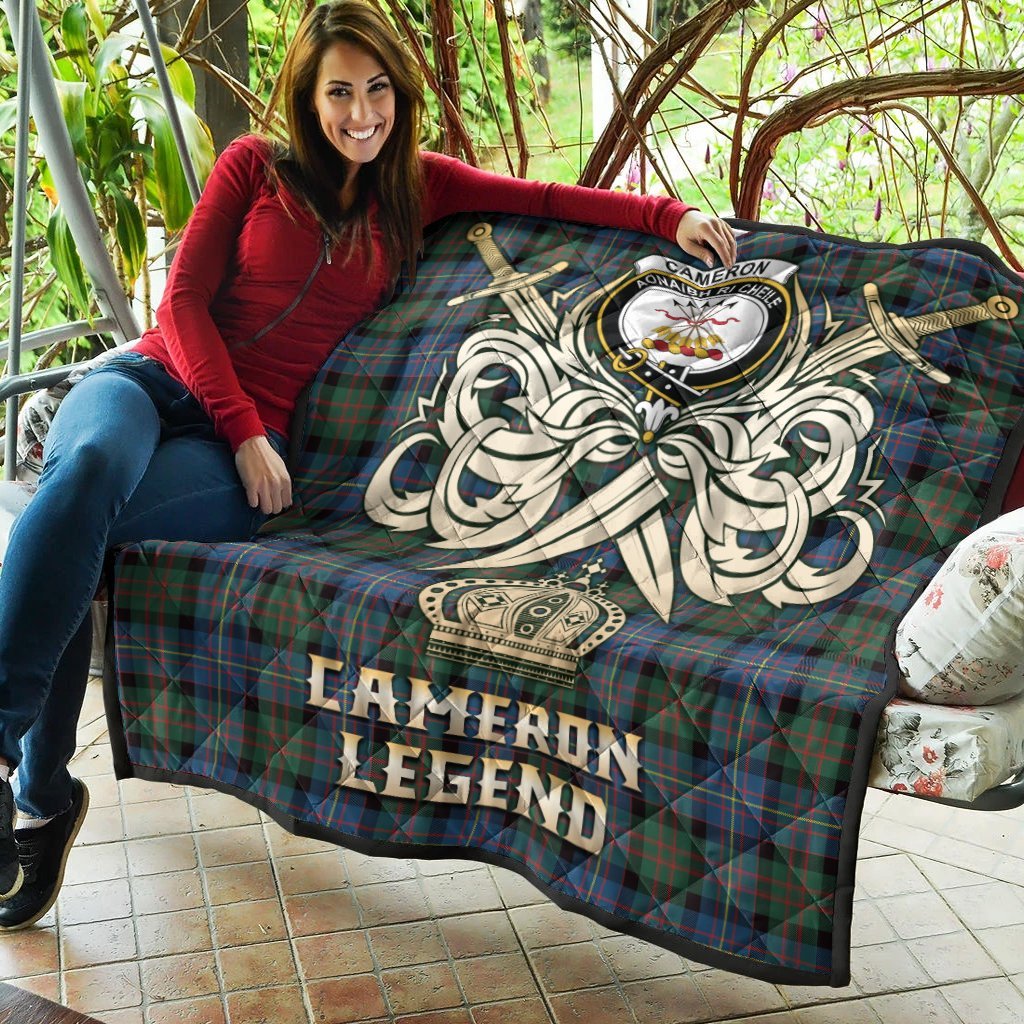 Cameron of Erracht Ancient Tartan Crest Legend Gold Royal Premium Quilt