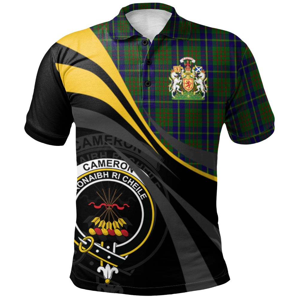 Cameron of Lochiel Hunting Tartan Polo Shirt - Royal Coat Of Arms Style