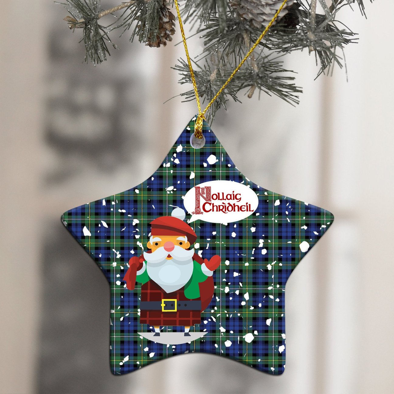 Campbell Argyll Ancient Tartan Christmas Ceramic Ornament - Santa Style