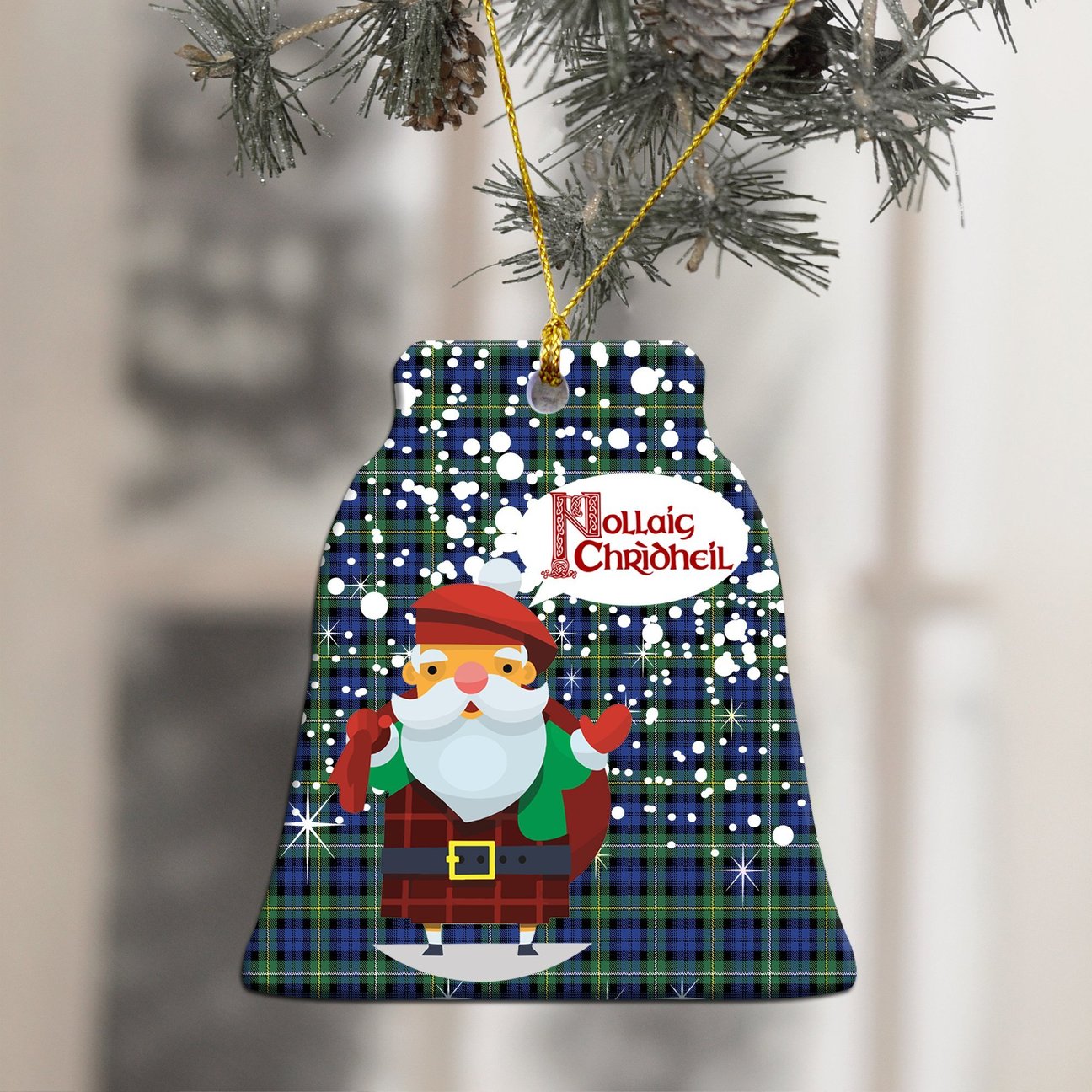 Campbell Argyll Ancient Tartan Christmas Ceramic Ornament - Santa Style