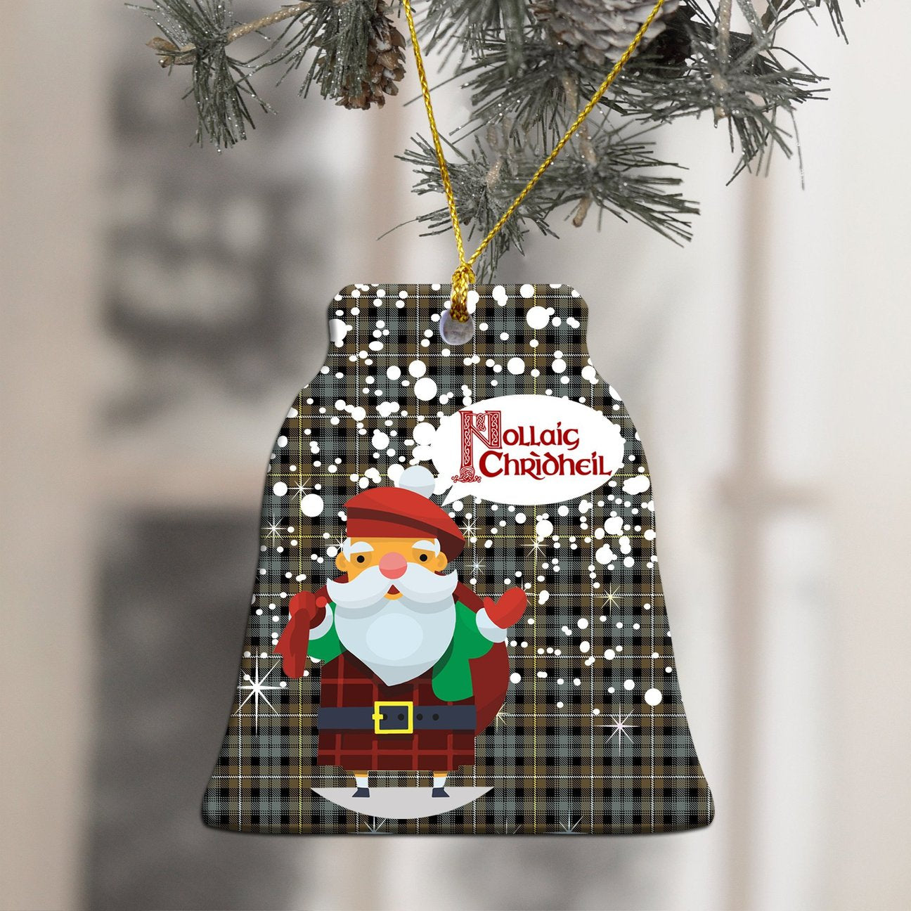 Campbell Argyll Weathered Tartan Christmas Ceramic Ornament - Santa Style