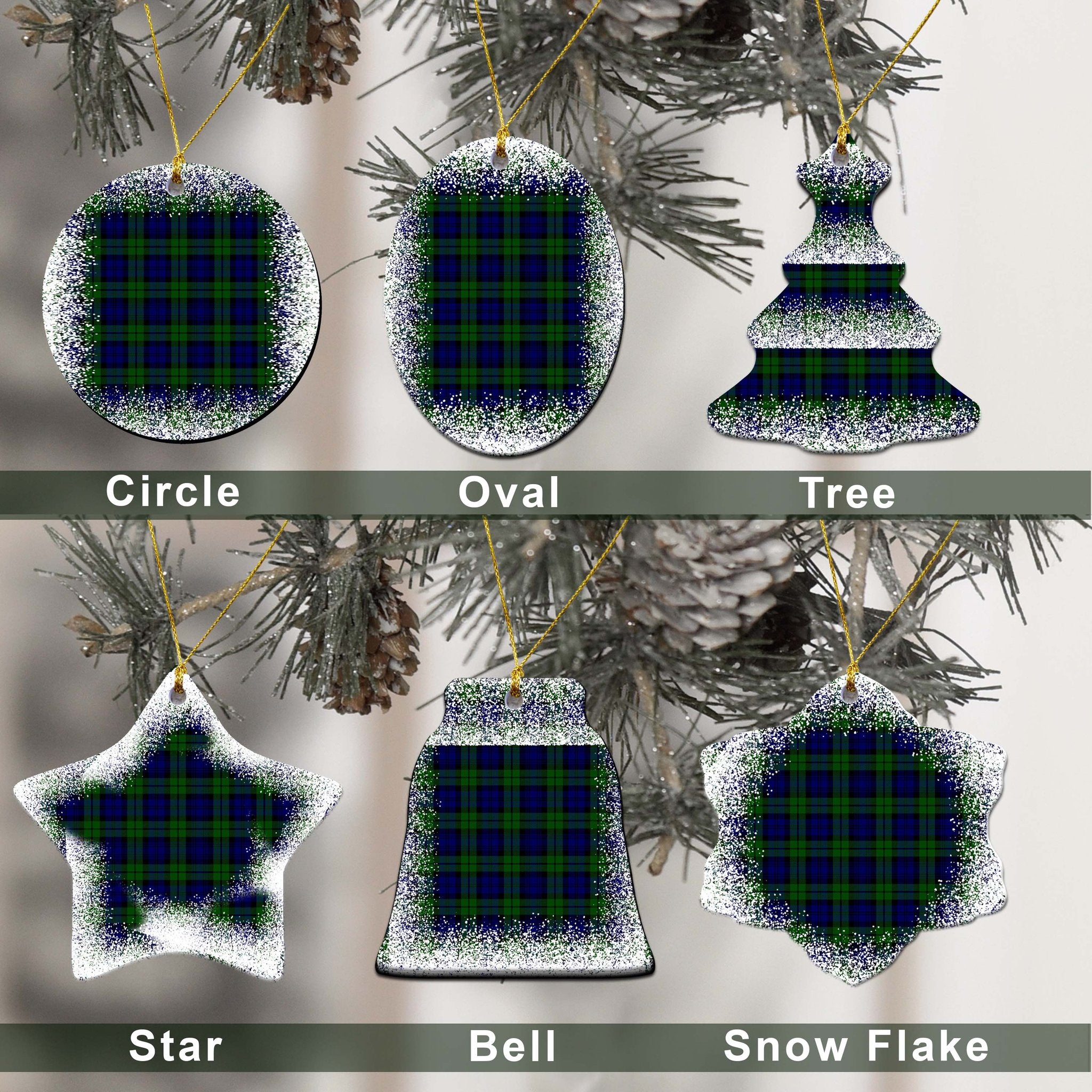 Campbell Tartan Christmas Ceramic Ornament - Snow Style