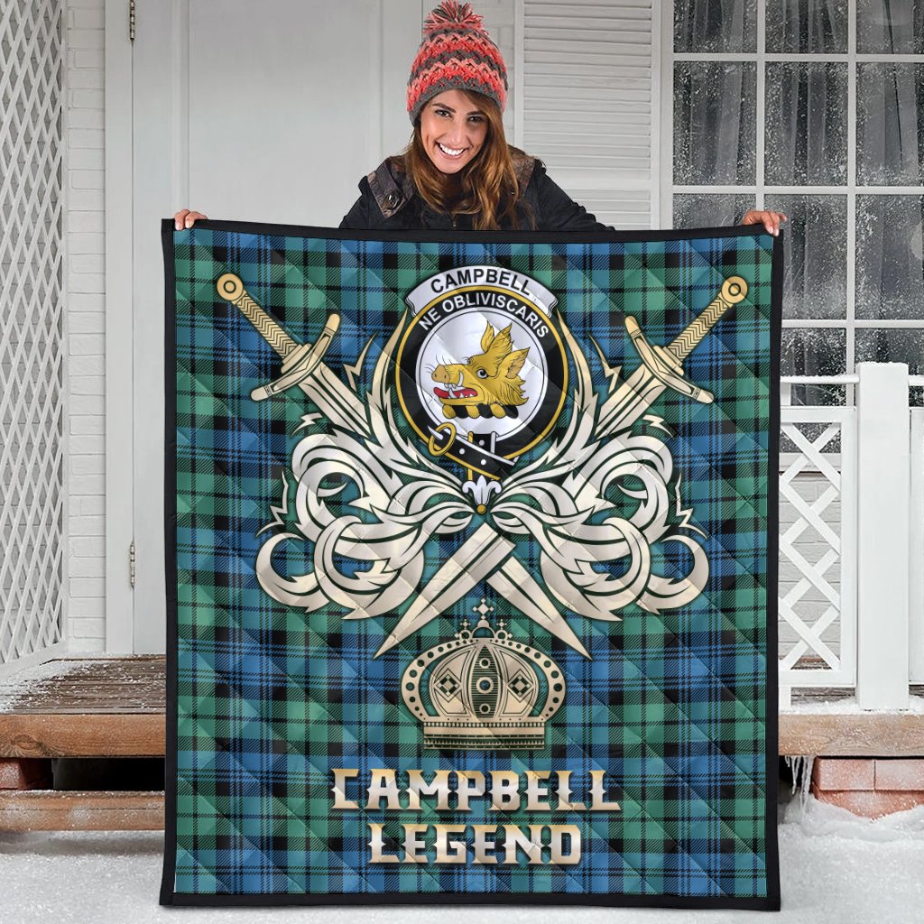 Campbell Ancient 01 Tartan Crest Legend Gold Royal Premium Quilt