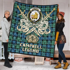 Campbell Ancient 01 Tartan Crest Legend Gold Royal Premium Quilt