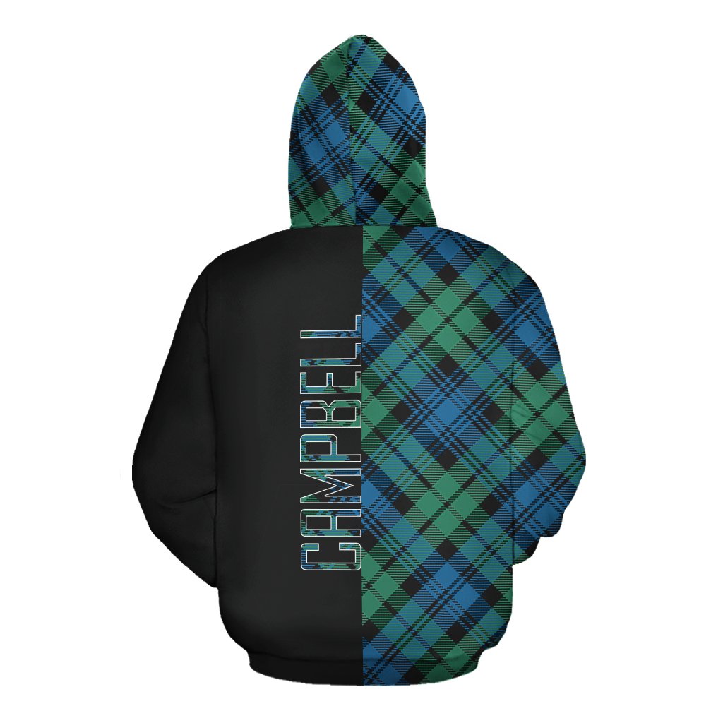 Campbell Ancient 01 Tartan Hoodie Half of Me - Cross Style