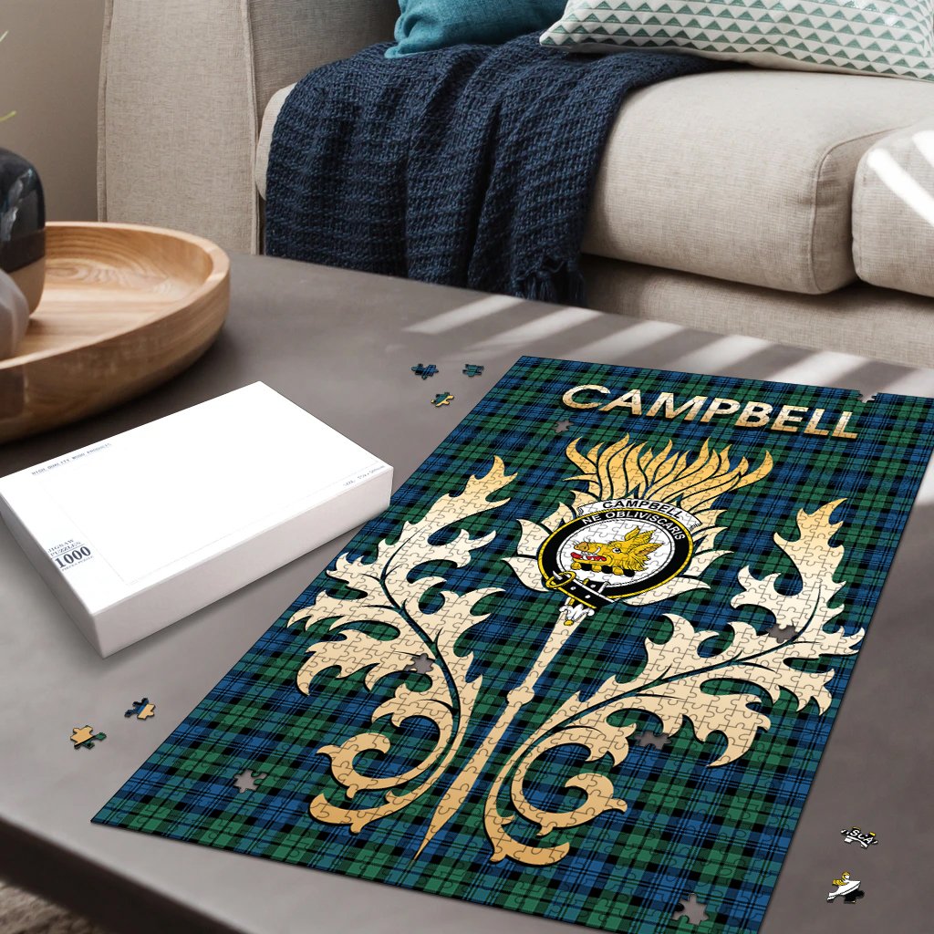 Campbell Ancient 2 Tartan Crest Thistle Jigsaw Puzzles