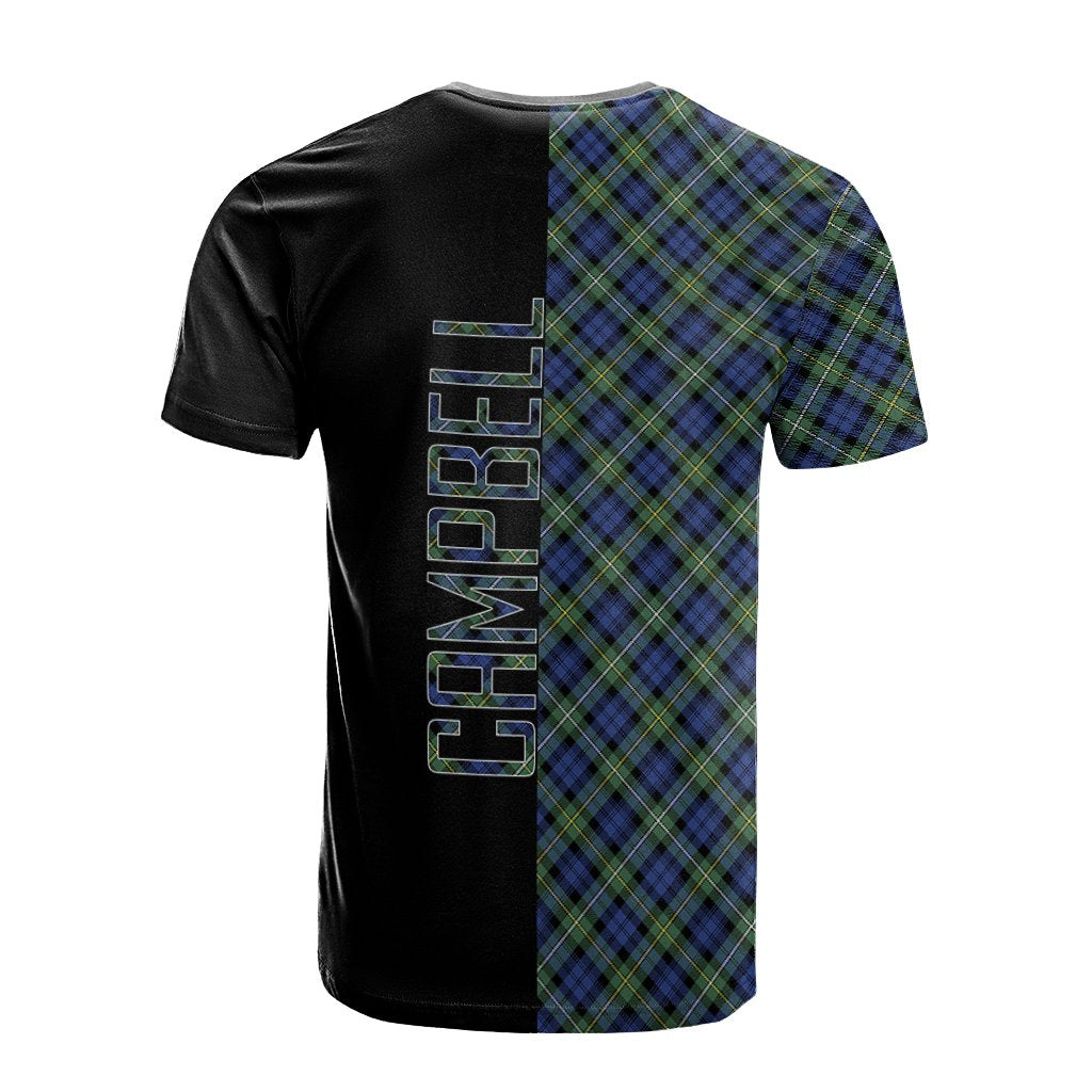 Campbell Argyll Ancient Tartan T-Shirt Half of Me - Cross Style