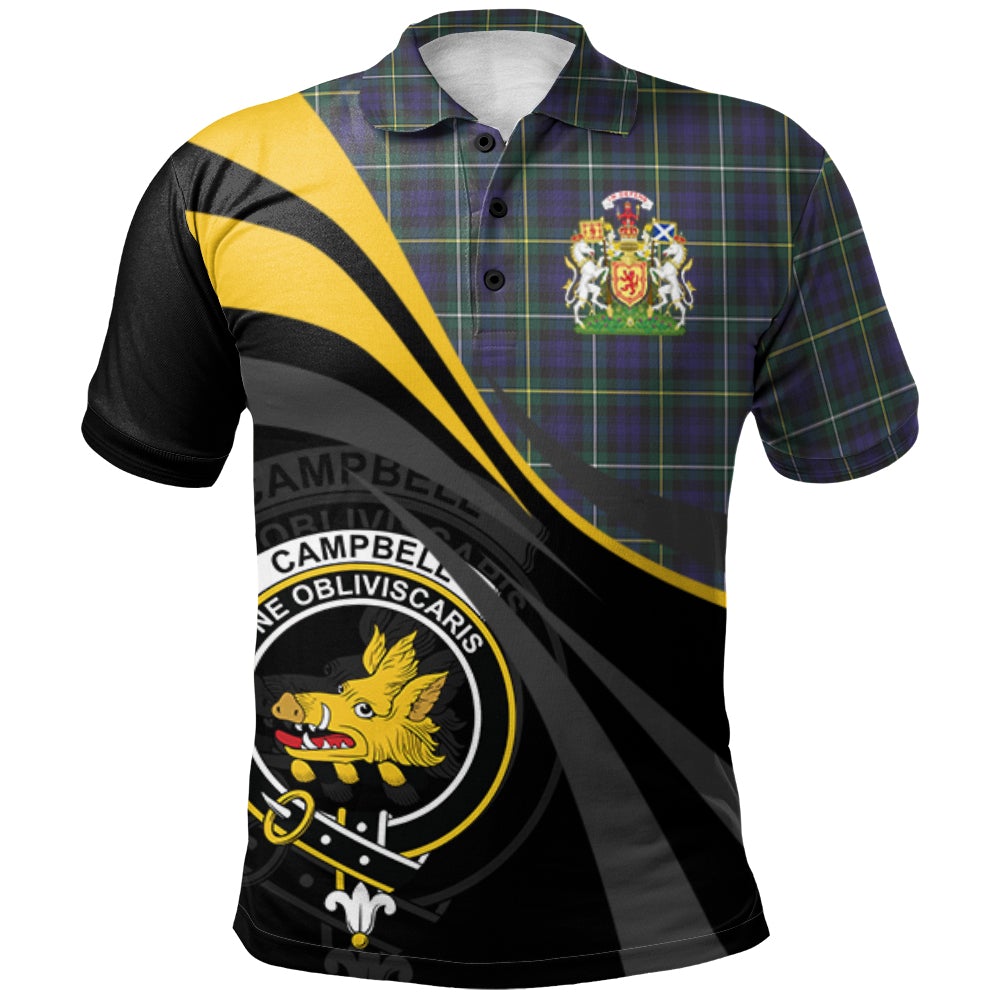 Campbell Argyll Modern Tartan Polo Shirt - Royal Coat Of Arms Style