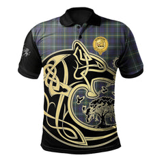 Campbell Argyll Modern Tartan Polo Shirt Viking Wolf