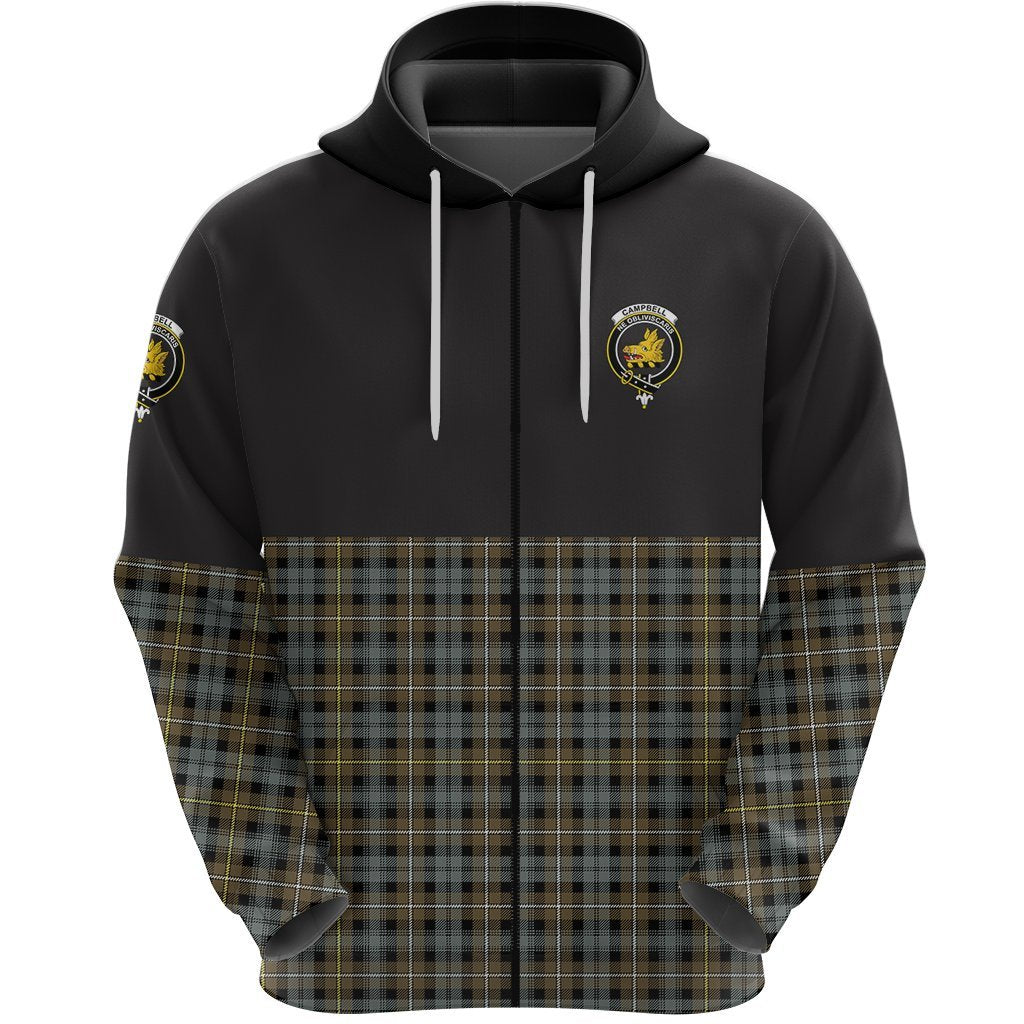 Campbell Argyll Weathered Clan Half Of Tartan Zipper Hoodie