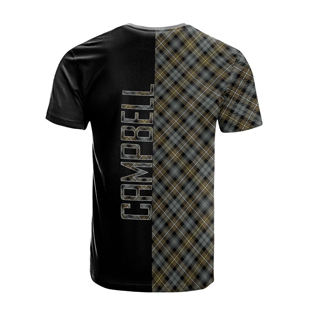 Campbell Argyll Weathered Tartan T-Shirt Half of Me - Cross Style