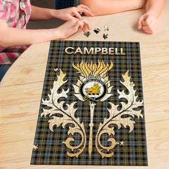Campbell Argyll Weathered Tartan Crest Thistle Jigsaw Puzzles